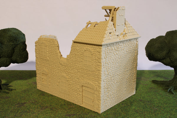 Ruined Normandy France House #1 | 1/32 (54mm)–1/56 (28mm) Diorama Terrain
