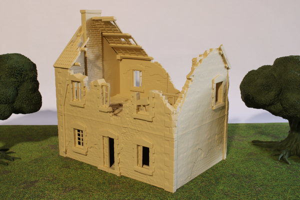 Ruined Normandy France House #3 | 1/32 (54mm)–1/56 (28mm) Diorama Terrain