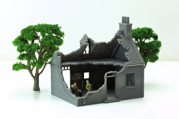 Small Normandy French House 2 (Volume 2) Destroyed | 1/32 (54mm)–1/56 (28mm) Diorama Terrain