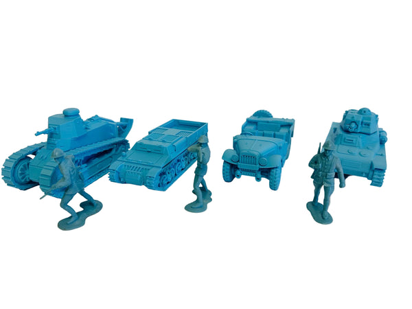 WWII (x4) French Vehicle Pack #2 | 1/32 (54mm)–1/56 (28mm) Scale Models