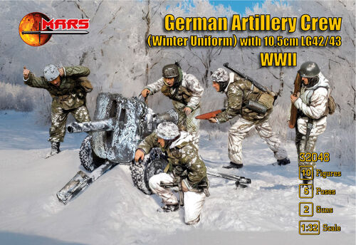 Mars 1/32 WWII German Artillery Crew (Winter Uniform) with LG42 Set #32048