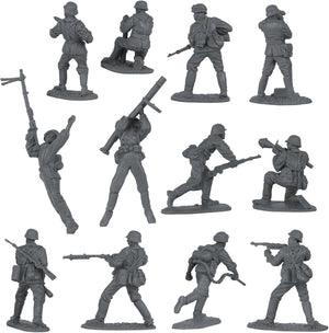 BMC CTS WW2 German Assault & Medics Plastic Army Men - 24pc Gray Soldier Figures