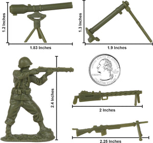 BMC CTS WW2 US Infantry Plastic Army Men - 33pc OD Green 1:32 Soldier Figures