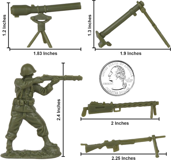 BMC CTS WW2 US Infantry Plastic Army Men - 33pc OD Green 1:32 Soldier Figures