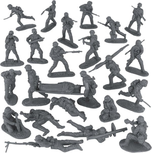 BMC CTS WW2 German Assault & Medics Plastic Army Men - 24pc Gray Soldier Figures