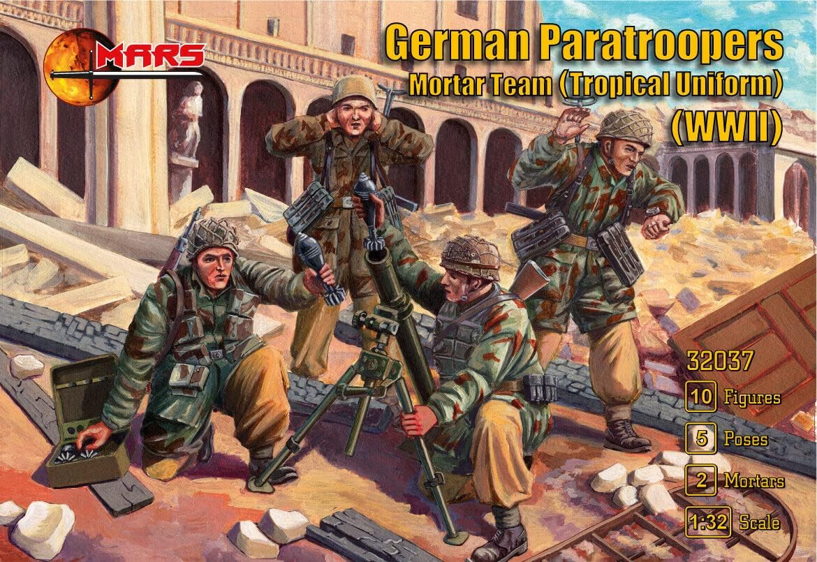 Mars 1/32 WWII German Mortar Team (Tropical Uniform) Set #32037