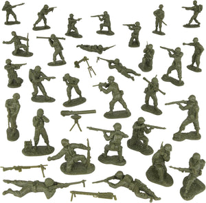 BMC CTS WW2 US Infantry Plastic Army Men - 33pc OD Green 1:32 Soldier Figures