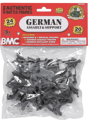 BMC CTS WW2 German Assault & Medics Plastic Army Men - 24pc Gray Soldier Figures