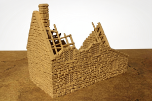 Ruined European Cottage #3 | 1/32 (54mm)–1/56 (28mm) Diorama Terrain