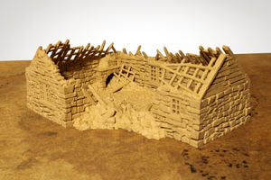 Ruined European Barn #1 | 1/32 (54mm)–1/56 (28mm) Diorama Terrain