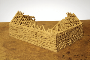 Ruined European Barn #1 | 1/32 (54mm)–1/56 (28mm) Diorama Terrain