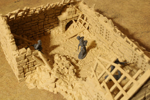 Ruined European Barn #1 | 1/32 (54mm)–1/56 (28mm) Diorama Terrain
