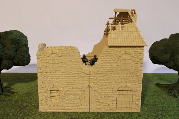 Ruined Normandy France House #1 | 1/32 (54mm)–1/56 (28mm) Diorama Terrain