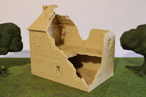 Ruined Normandy France House #1 | 1/32 (54mm)–1/56 (28mm) Diorama Terrain
