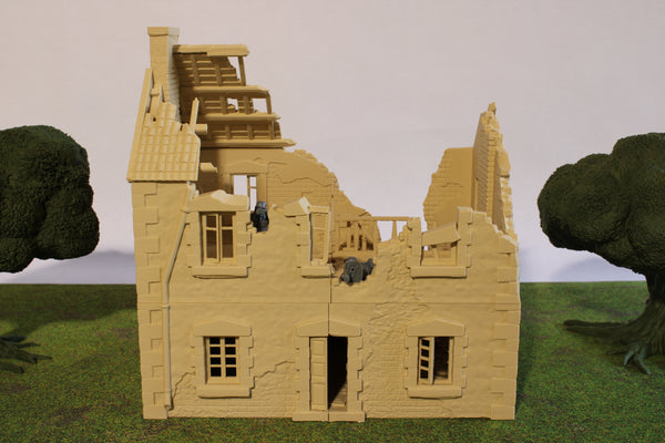 Ruined Normandy France House #3 | 1/32 (54mm)–1/56 (28mm) Diorama Terrain