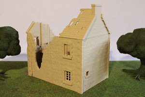 Ruined Normandy France House #3 | 1/32 (54mm)–1/56 (28mm) Diorama Terrain