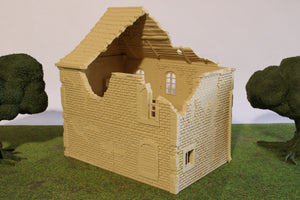 Ruined Normandy France House #2 | 1/32 (54mm)–1/56 (28mm) Diorama Terrain
