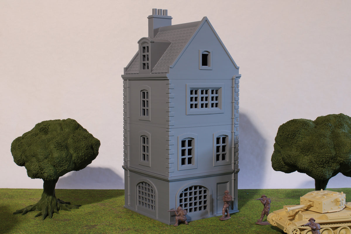 French Commercial Corner House #3 | 1/32 (54mm)–1/56 (28mm) Diorama Terrain