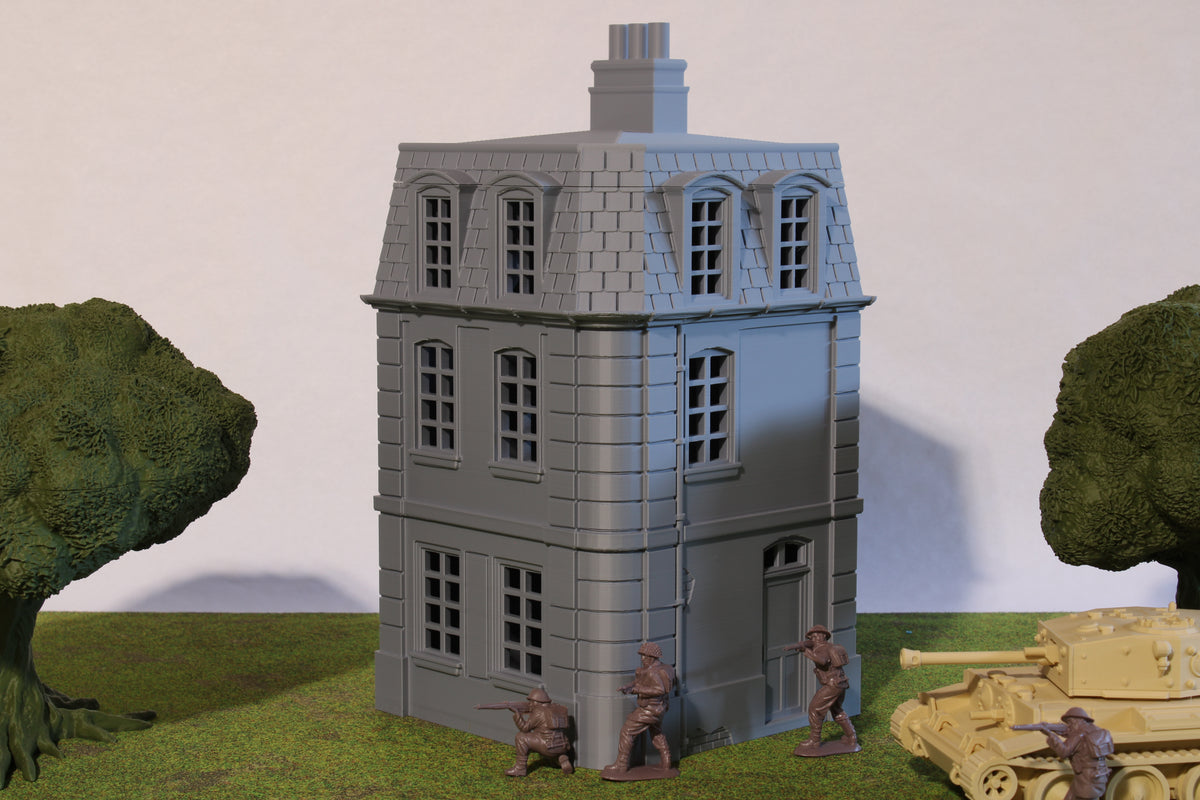 French Commercial Corner House #4 | 1/32 (54mm)–1/56 (28mm) Diorama Terrain