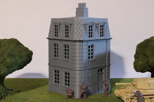 French Commercial Corner House #4 | 1/32 (54mm)–1/56 (28mm) Diorama Terrain