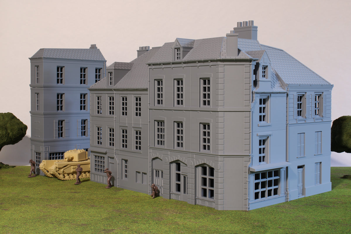 Caen Corner Buildings Set | 1/32 (54mm)–1/56 (28mm) Diorama Terrain