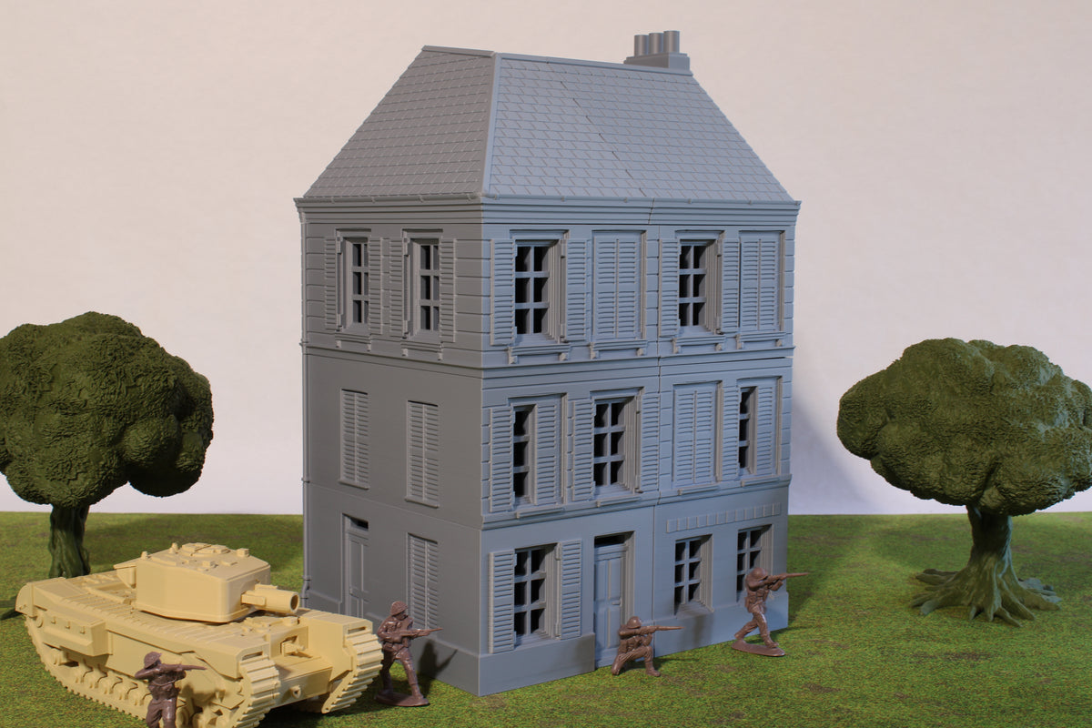 Caen Corner Building 3 - Normandy Urban Scenery | 1/32 (54mm)–1/56 (28mm) Diorama Terrain