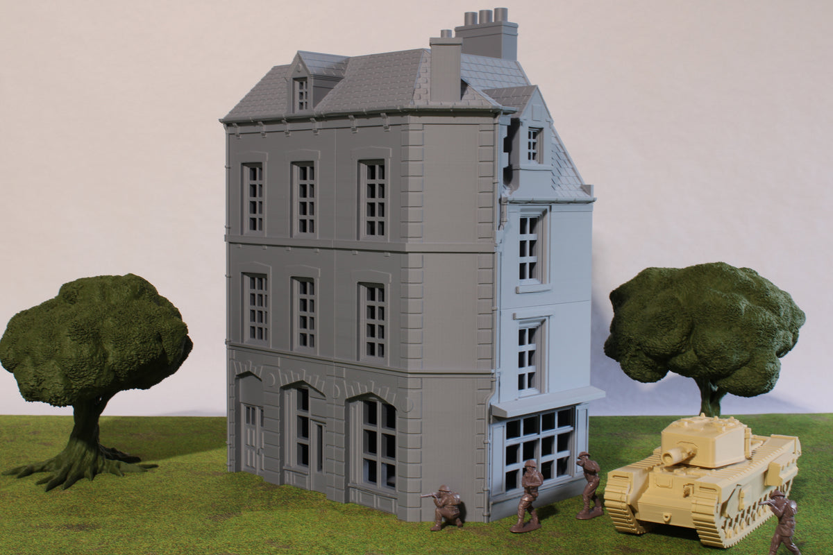 Caen Corner Building 2 - Normandy Urban Scenery | 1/32 (54mm)–1/56 (28mm) Diorama Terrain