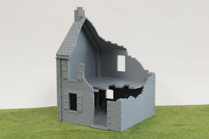 Normandy French House 2 (Volume 1) Destroyed | 1/32 (54mm)–1/56 (28mm) Diorama Terrain