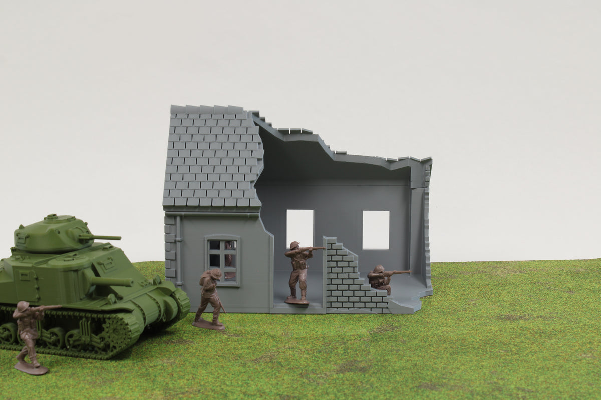 Small Normandy French House 1 (Volume 1) Destroyed | 1/32 (54mm)–1/56 (28mm) Diorama Terrain