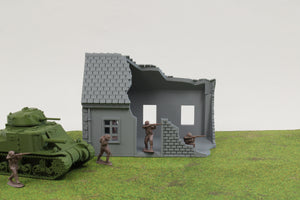 Small Normandy French House 1 (Volume 1) Destroyed | 1/32 (54mm)–1/56 (28mm) Diorama Terrain