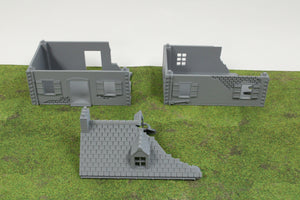 Normandy French House 1 (Volume 1) Destroyed | 1/32 (54mm)–1/56 (28mm) Diorama Terrain