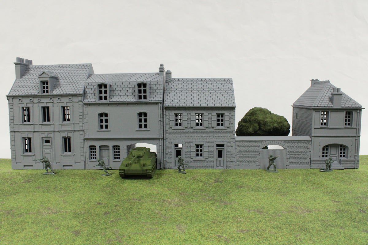 Normandy Row Houses V4 | 1/32 (54mm)–1/56 (28mm) Diorama Terrain