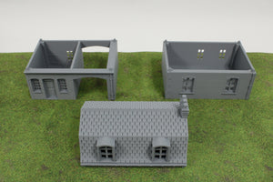 Normandy Row Houses V4 Cottage #3 | 1/32 (54mm)–1/56 (28mm) Diorama Terrain
