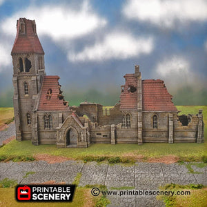 Ruined Medieval Normandy Church | 1/32 (54mm)–1/56 (28mm) Diorama Terrain