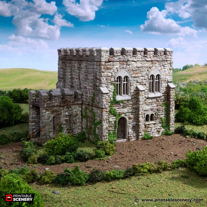 Norman Square Keep | 1/32 (54mm)–1/56 (28mm) Diorama Terrain