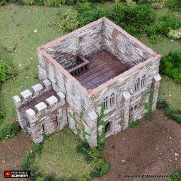 Norman Square Keep | 1/32 (54mm)–1/56 (28mm) Diorama Terrain