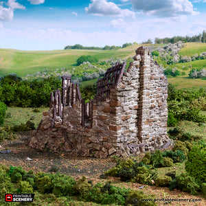 Ruined European Cottage #5 | 1/32 (54mm)–1/56 (28mm) Diorama Terrain