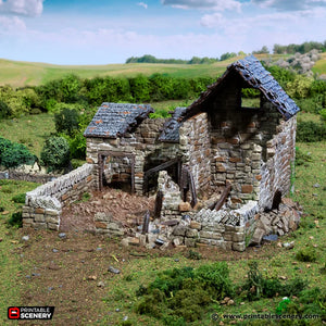 Ruined European Pig Pen | 1/32 (54mm)–1/56 (28mm) Diorama Terrain