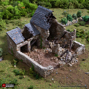 Ruined European Pig Pen | 1/32 (54mm)–1/56 (28mm) Diorama Terrain