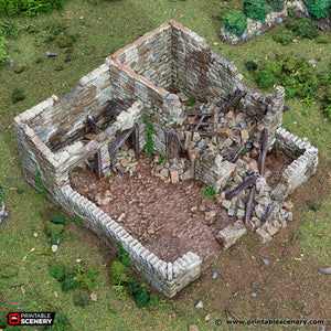 Ruined European Pig Pen | 1/32 (54mm)–1/56 (28mm) Diorama Terrain