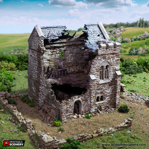 Ruined Norman Stone Keep | 1/32 (54mm)–1/56 (28mm) Diorama Terrain
