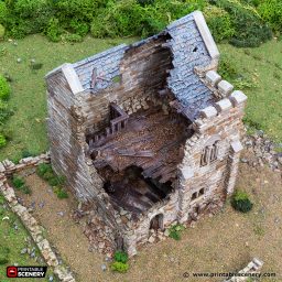Ruined Norman Stone Keep | 1/32 (54mm)–1/56 (28mm) Diorama Terrain