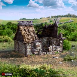 Ruined Norman Stone Barn | 1/32 (54mm)–1/56 (28mm) Diorama Terrain