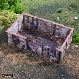 Ruined Norman Stone Barn | 1/32 (54mm)–1/56 (28mm) Diorama Terrain