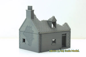 Small Normandy French House 2 (Volume 2) Destroyed | 1/32 (54mm)–1/56 (28mm) Diorama Terrain
