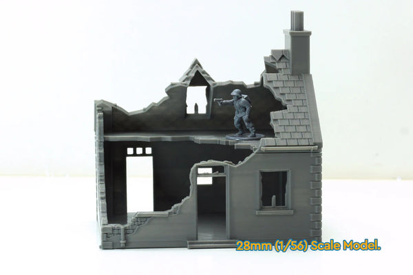 Small Normandy French House 2 (Volume 2) Destroyed | 1/32 (54mm)–1/56 (28mm) Diorama Terrain