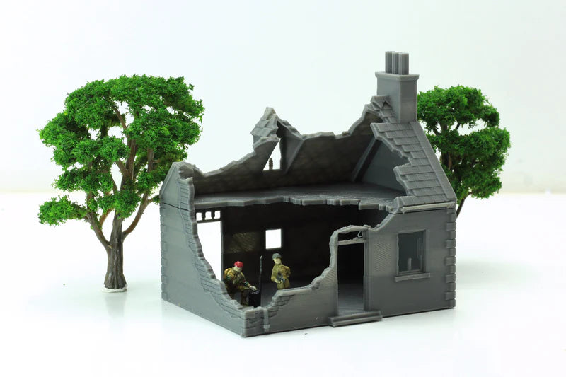 Small Normandy French House 2 (Volume 2) Destroyed | 1/32 (54mm)–1/56 (28mm) Diorama Terrain