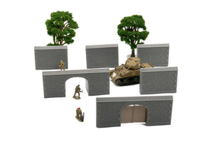 Normandy Town Walls with Gate - French Town V4 | 1/32 (54mm)–1/56 (28mm) Diorama Terrain