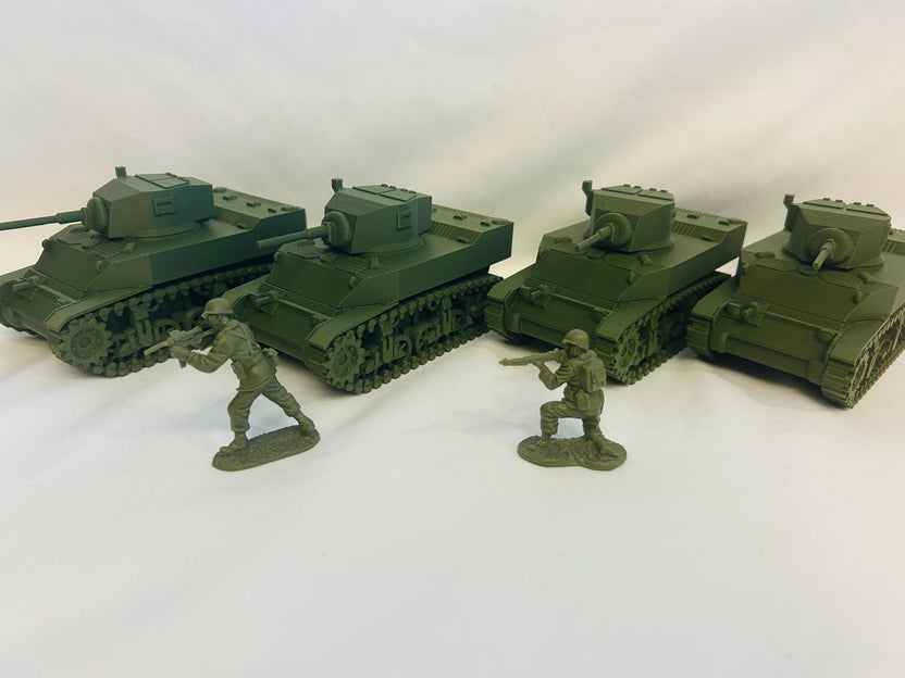 M5 (x4) Stuart WWII Tanks: 1/32 Army Men Scale – War Prints Store