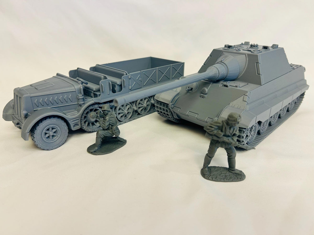 WWII (x2) German Vehicle Bundle #3 (Jagdtiger + Famo) | 1/32 (54mm)–1/56 (28mm) Scale Models